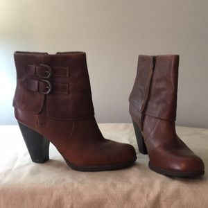 Born Brown Leather Heeled Booties